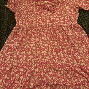 LC Lauren Conrad Pink and Cream Floral Top